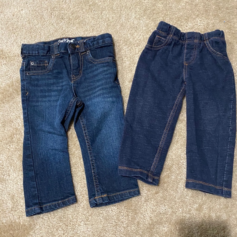 Jeans - one cat and Jack brand the other Carter’s